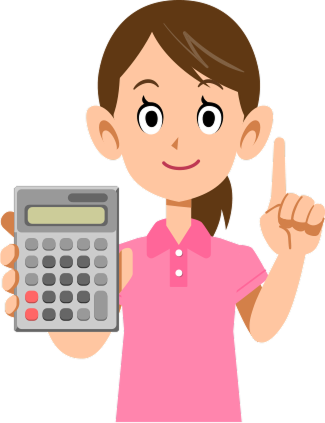 電卓を持った女性