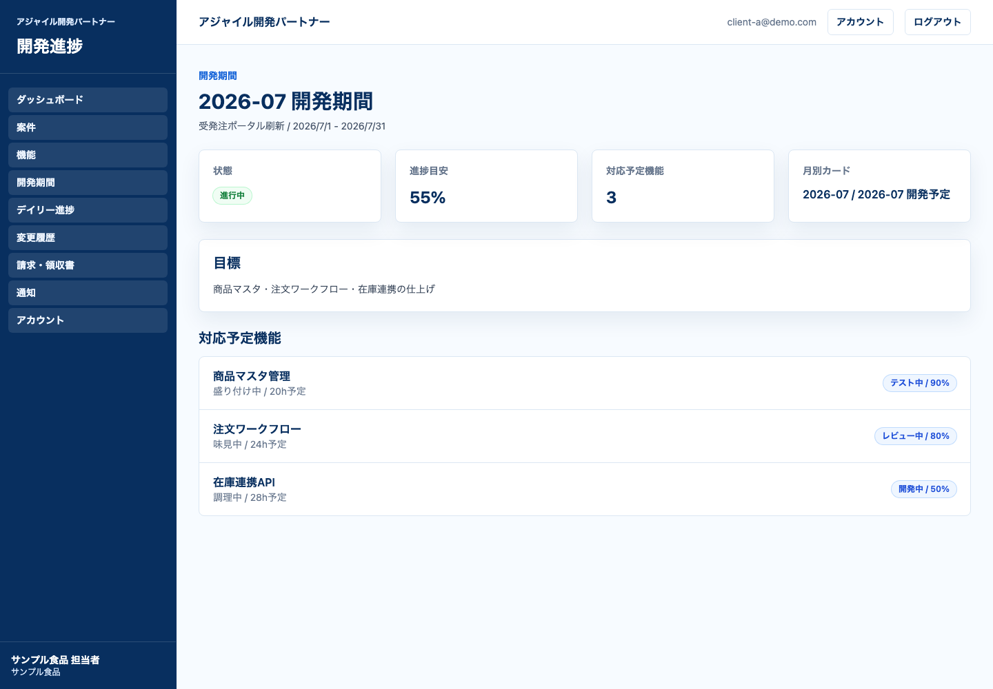 開発期間管理画面